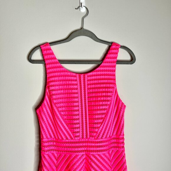 Lilly Pulitzer Tilly Bright Pink Asymmetrical Dress Vacation Resortwear Preppy L - Picture 4 of 7